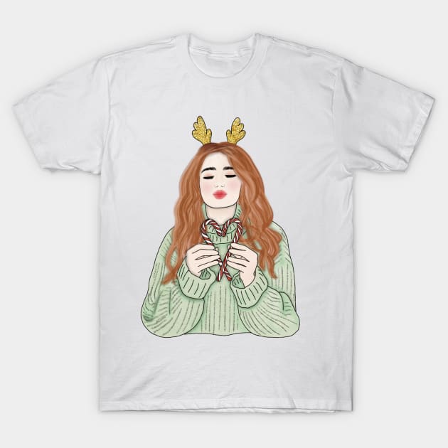 Christmas girl T-Shirt by piscoletters